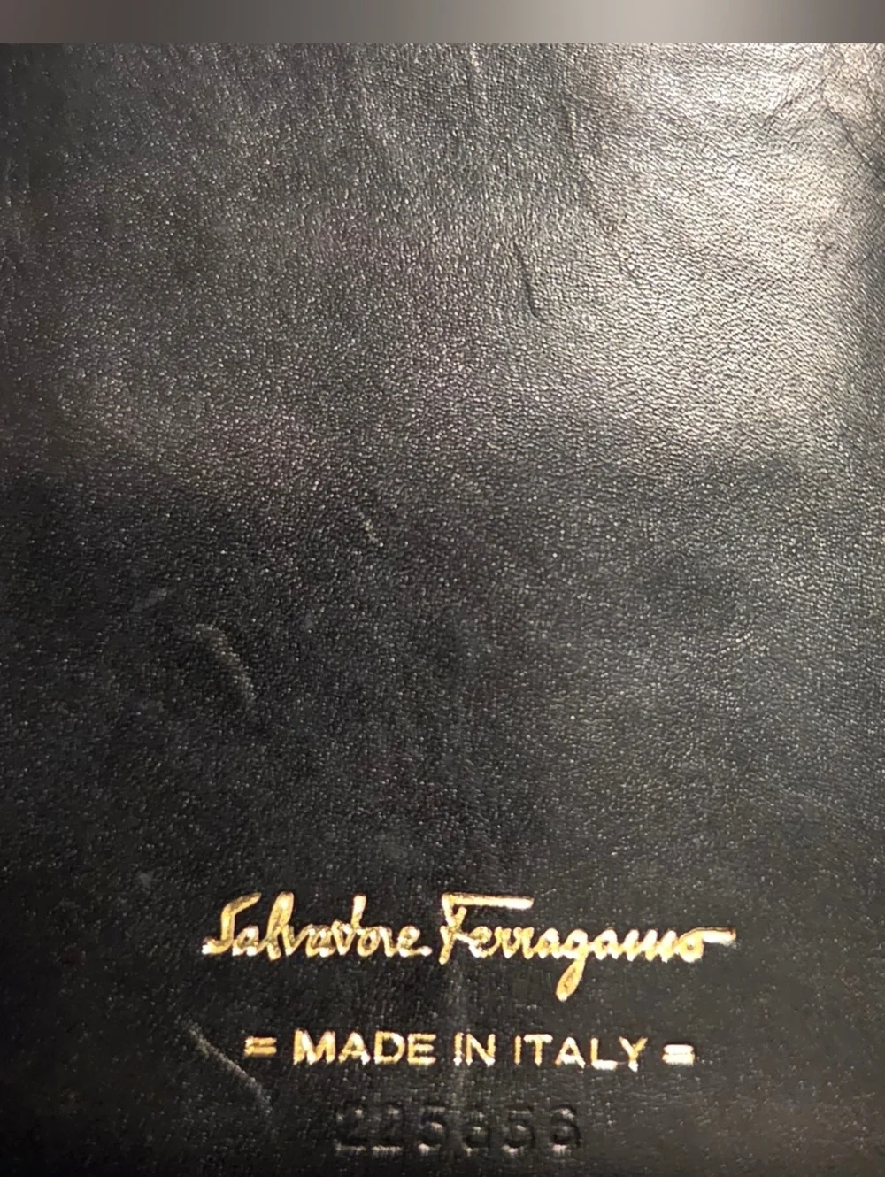 Salvatore Ferragamo Black Lizard Embossed Leather Long Wallet Gold Corner Italy